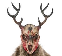 Chaks - Máscara de ciervo ensangrentada de espuma con cuernos, máscara de animal de terror, accesorios para disfraces de Halloween y carnaval