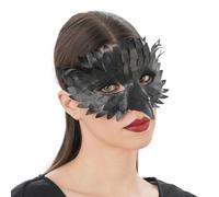 Chaks: máscara de cuervo de cuero sintético, media máscara con plumas y pico, accesorios para disfraces de Halloween y Carnaval