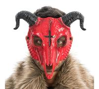 Chaks - Máscara de diablo con cuernos, media máscara con símbolo de cruz, accesorios de disfraz para Halloween, carnaval y fiesta de terror