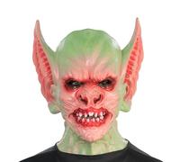 Chaks - Máscara de duende de espuma, máscara completa en verde con detalles rojos, accesorios para disfraces de Halloween y carnaval