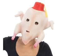 Chaks - Máscara de pavo de látex con sombrero rojo, accesorio de disfraz para carnaval, fiestas temáticas, Acción de Gracias y eventos en EE. UU