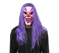 Chaks - Máscara de payaso psicópata con pelo, máscara de terror de látex con pelo artificial, accesorios para disfraces de Halloween y carnaval