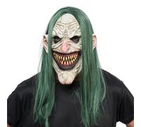 Chaks - Máscara psicópata con pelo, payaso terrorífico sonriente con dientes, accesorios para disfraces de Halloween y Carnaval