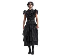 Chaks - Miércoles vestido de baile, disfraz para niños, vestido y cinturón en negro, traje para Halloween y carnaval
