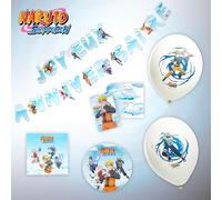 Chaks Naruto - Kit de fiesta de cumpleaños para niños, kit de decoración oficial de Naruto que incluye platos, toallas y accesorios de fiesta