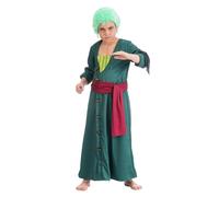 Chaks - Disfraz de Zoro para niño, traje oficial de One Piece, conjunto anime de 2 piezas con capa y cinturón para cosplay y carnaval