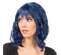 Chaks - Peluca bob para mujer con flequillo, ondulada, 35 cm, para cosplay