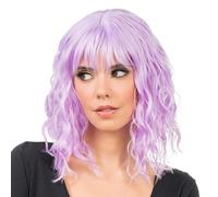 Chaks - Peluca bob para mujer con flequillo, ondulada, 35 cm, para cosplay