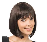 Chaks - Peluca Bob pelo corto, peinado de pelo sintético, 30 cm liso con flequillo para carnaval, cosplay o festival