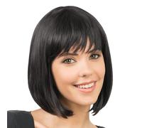 Chaks - Peluca Bob pelo corto, peinado de pelo sintético, 30 cm liso con flequillo para carnaval, cosplay o festival