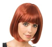 Chaks - Peluca Bob pelo corto, peinado de pelo sintético, 30 cm liso con flequillo para carnaval, cosplay o festival