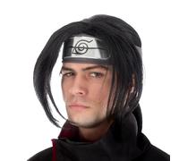 Chaks - Peluca de Itachi Uchiha, accesorio para disfraz de anime | Disfraz oficial de Naruto, peluca con trenza de estilo ninja para Carnaval, cosplay y Comic Con