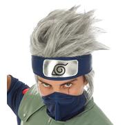 Chaks - Peluca de Kakashi Hatake, accesorio para disfraz de anime | Disfraz oficial de Naruto, peluca gris plateada con estilo ninja para Carnaval, cosplay y Comic Con