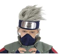 Chaks - Peluca de Kakashi Hatake para niños, accesorio para disfraz, anime | Disfraz oficial de Naruto, peluca de anime gris plateado con estilo ninja para Carnaval, cosplay y Comic Con