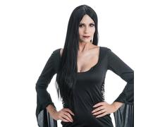 Chaks - Peluca de Morticia Addams, complemento para disfraz