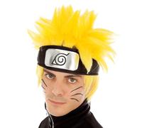 Chaks - Peluca de Naruto, cosplay, accesorio para disfraz de anime | Disfraz oficial de Naruto, peluca de anime con pelo amarillo para Carnaval, cosplay y Comic Con