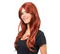 Chaks - Peluca de pelo largo ondulado, 68 cm, para señoras, cosplay, carnaval, festival, rizada con flequillo largo