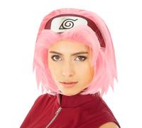 Chaks - Peluca de Sakura Haruno, accesorio para disfraz de anime | Disfraz oficial de Naruto, corte bob rosa de estilo anime para Carnaval, cosplay y Comic Con
