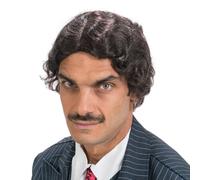 Chaks - Peluca Gomez Addams, peluca oficial Wednesday de pelo corto con ondas, en negro, pelo sintético, accesorio para disfraces