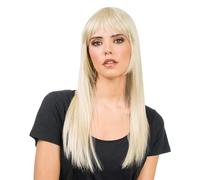 Chaks - Peluca para mujer de 58 cm, pelo sintético liso con flequillo