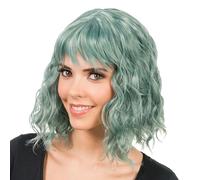 Chaks - Peluca señoras pelo corto rizado 35cm, bob ondulado con flecos de poliéster, festival, carnaval, cosplay
