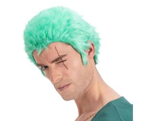 Chaks - Peluca Zoro para hombre, accesorio oficial del disfraz de One Piece, pelo verde, corto, cosplay de anime, carnaval y Comic Con