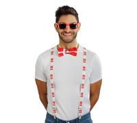 Chaks - Set Aficionado, tirantes, pajarita y gafas, conjunto de disfraces para looks de aficionados en el Mundial, la Eurocopa o las retransmisiones públicas