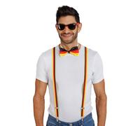 Chaks - Set Aficionado, tirantes, pajarita y gafas, conjunto de disfraces para looks de aficionados en el Mundial, la Eurocopa o las retransmisiones públicas