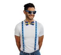 Chaks - Set Aficionado, tirantes, pajarita y gafas, conjunto de disfraces para looks de aficionados en el Mundial, la Eurocopa o las retransmisiones públicas