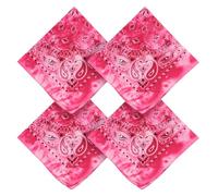 Chaks - Set de 4 pañuelos pañuelo para el cuello rosa, cinta para el pelo, pañuelo de 54 x 54 cm con estampado Paisley para festivales y para el día a día