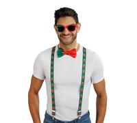 Chaks - Set de accesorios para aficionados, tirantes, pajarita y gafas, conjunto de disfraces para looks de aficionados en el Mundial, la Eurocopa o las retransmisiones públicas