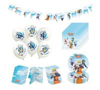 Chaks - Set de Astérix para niños, accesorios para fiestas de cumpleaños | Set oficial de decoración para fiesta de Naruto con platos, servilletas, globos, invitaciones y guirnalda