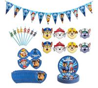 Chaks - Set de vajilla para fiestas de PAW PATROL para 8 niños, 45 piezas