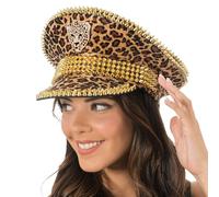 Chaks - Sombrero con estampado de leopardo y tachuelas, accesorio de moda
