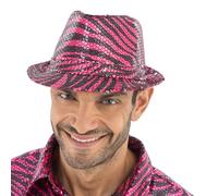 Chaks - Sombrero con lentejuelas con estampado de tigre para mujer y hombre, sombrero fedora brillante como accesorio para disfraces de carnaval y festivales