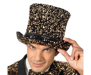 Chaks - Sombrero de copa con lentejuelas, tocado para adultos