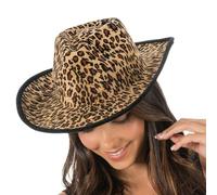 Chaks - Sombrero de vaquero con estampado de leopardo, sombrero para disfraces del oeste, accesorios para carnaval, festival y JGA