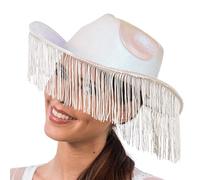 Chaks - Sombrero de vaquero holográfico con flecos, accesorio western