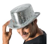 Chaks - Sombreros cilíndricos para adultos, bola de discoteca, sombrero de espejos con purpurina, complemento para festivales, carnaval y fiestas