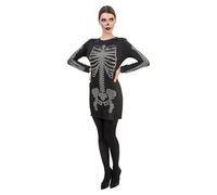 Chaks Vestido de esqueleto con diamantes para mujer, Negro, M