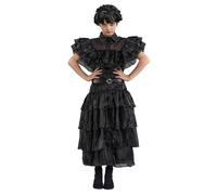 Chaks - Vestido de baile Miércoles para niñas, disfraz oficial de Miércoles, vestido y cinturón, traje para Halloween y carnaval