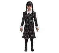 Chaks - Disfraz de Miércoles Addams para niños, vestido negro con cuello blanco, traje para Halloween y carnaval