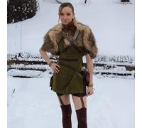 Chal capa tipo capa medieval vikinga bárbara con cinturón cruzado - Envoltura de de poliéster, estilo y , no lavar - Disfraz de Halloween, conjunto de accesorios de cosplay