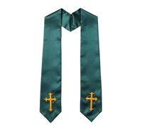 Chal de doble cara for clero, estola sacerdote, cruz bordada, boda, coro iglesia, chal Honor for ocasión sacramental Para Ceremonias Eclesiásticas(Green,Adult 183-11.5cm)