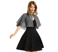 Chal de gasa suave para mujer, para vestido de noche, boda, capa de bolero, cubierta, Gris-oscuro, Talla única