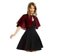 Chal de gasa suave para mujer, para vestido de noche, boda, capa de bolero, cubierta, Rojo vino profundo, Talla única
