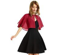 Chal de gasa suave para mujer, para vestido de noche, boda, capa de bolero, cubierta, Rojo vino, Talla única