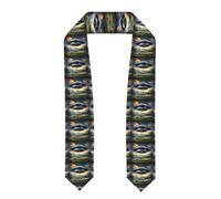 Chal de graduación aplanado con estampado OVNI, adecuado para que los graduados lo usen o combinen con atuendo de graduación., Aplanado., Talla única