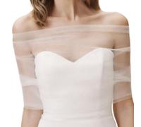 Chal de hombro transpirable transparente para novia, cómodo chal con o sin perlas, adornos para eventos al aire libre, bufanda de hombro adornada con perlas, Simple sa, Talla única