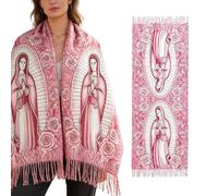 Chal De La Virgen María, Suministros Para El Hogar Con Patrón Floral Católico Y Cálido, Bufanda Católica de la Virgen María, Para Viaje Hotel Jardin Interiores Exteriores Fiestas De Acción De Gracias